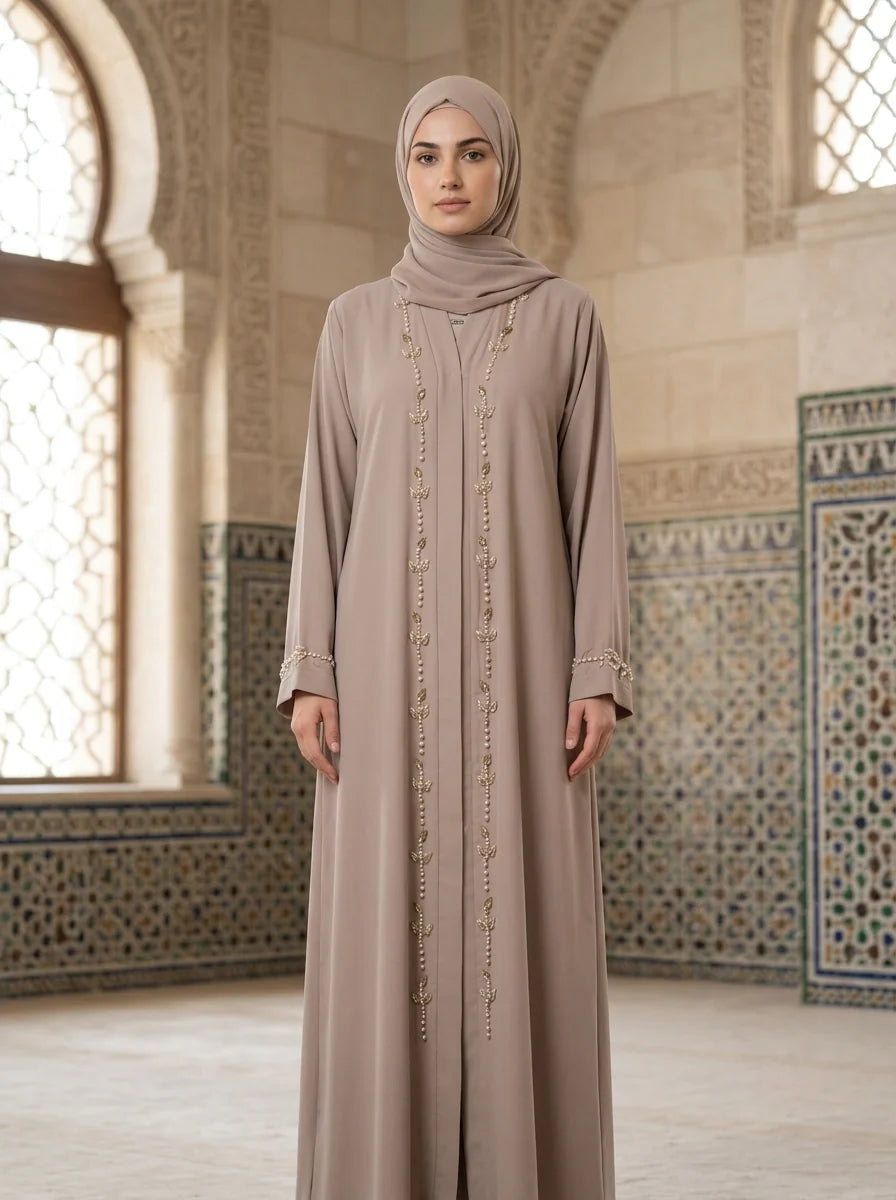 Rutaba Abaya - Taupe / Mushroom