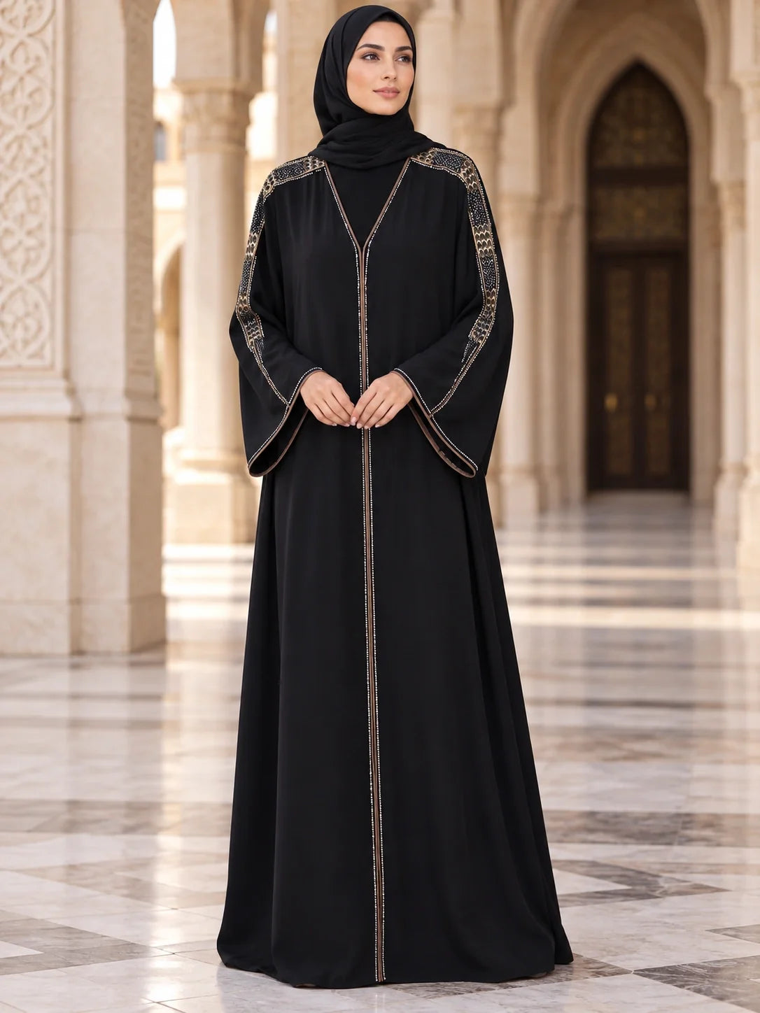 Sabika Abaya in Black / Bronze