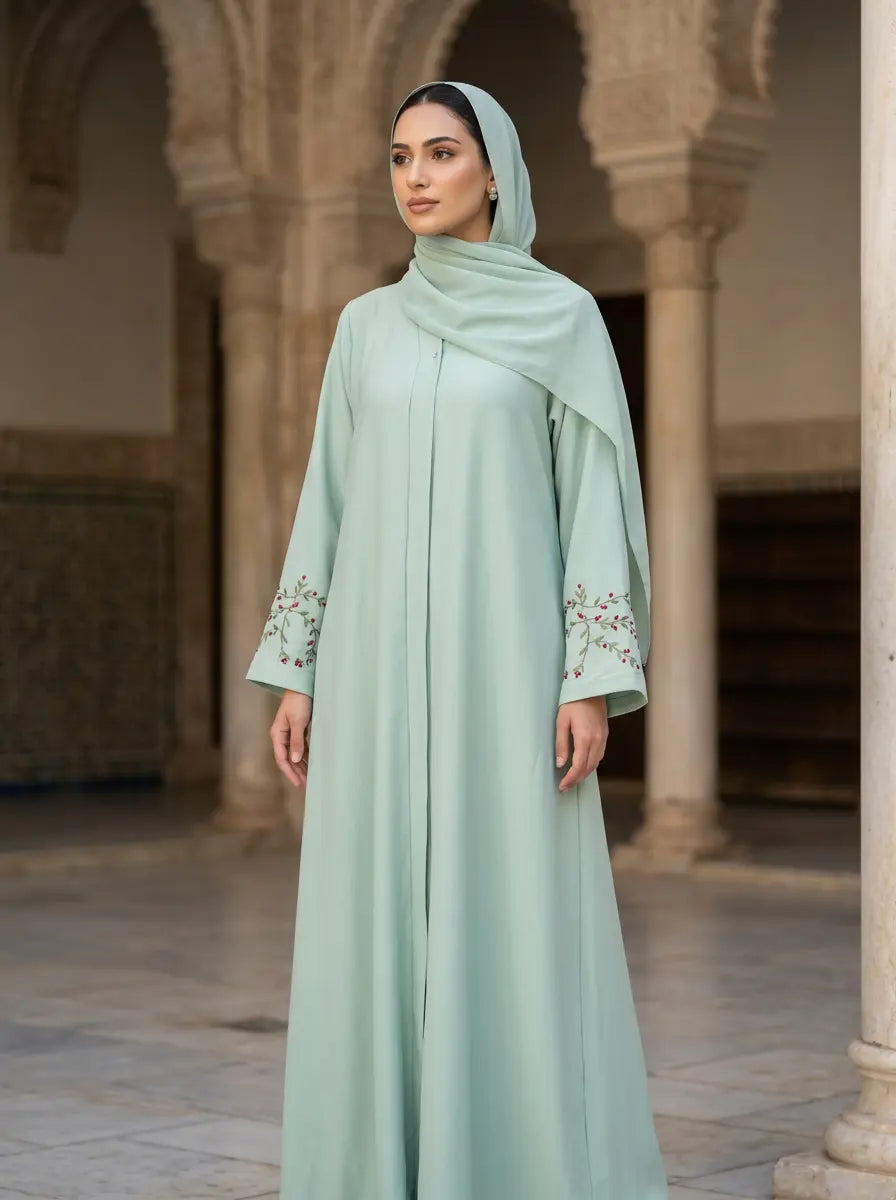 Sabreena Abaya - Pastel Mint Green