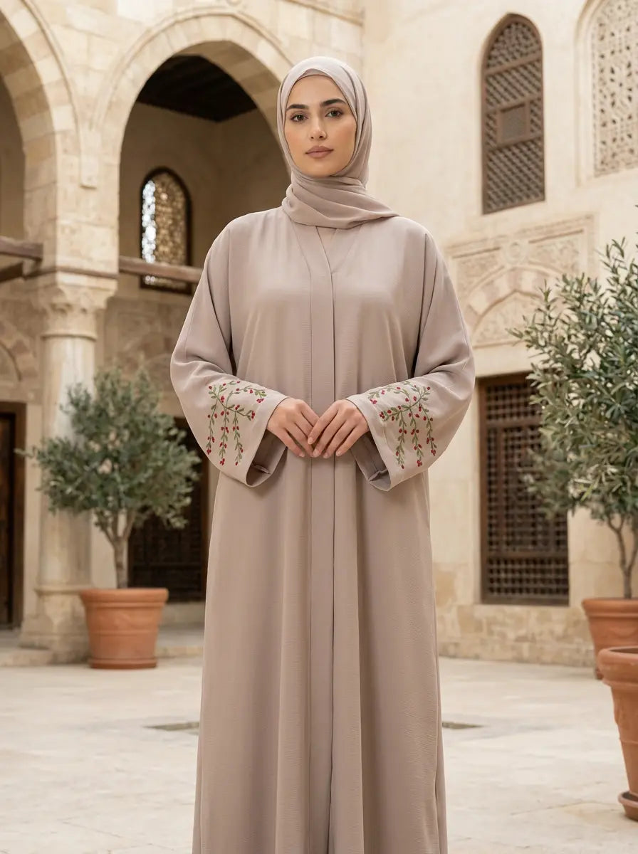 Sabreena Abaya - Soft Taupe/Beige