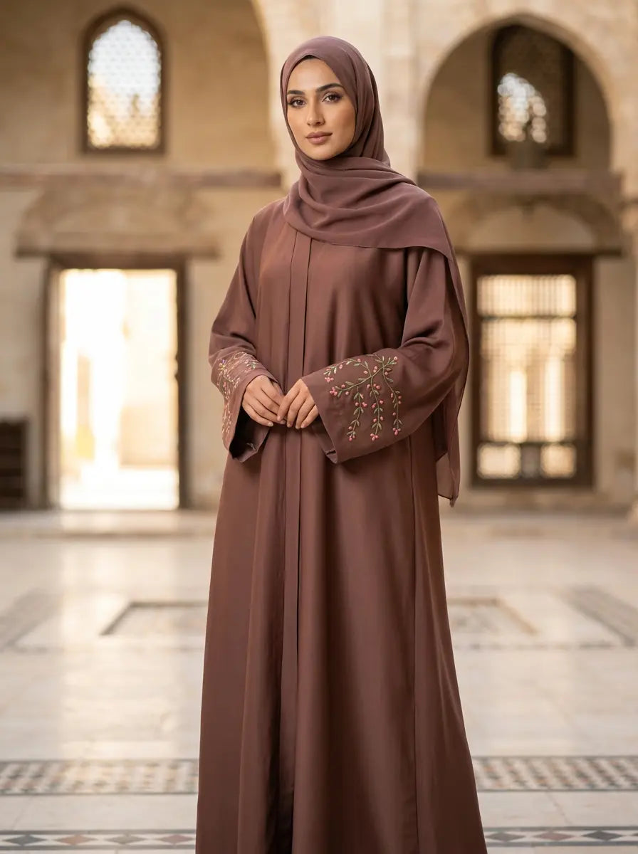 Sabreena Abaya - Warm Terracotta Brown