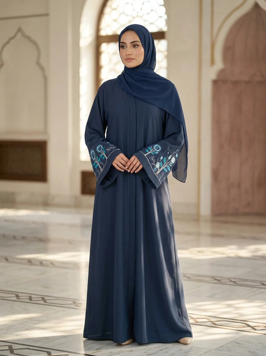 Sanober Handwork Abaya - Navy Blue