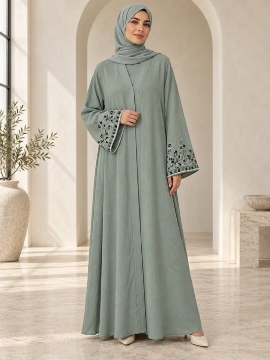 Tanzeela Abaya in Sage Green