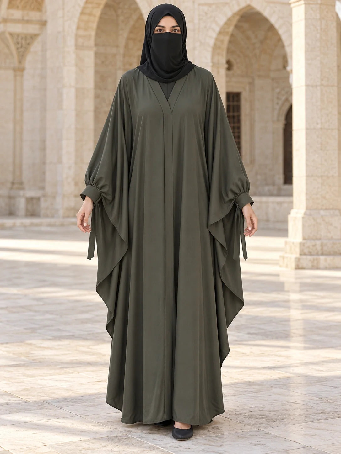 Tazeen Abaya in Olive Green