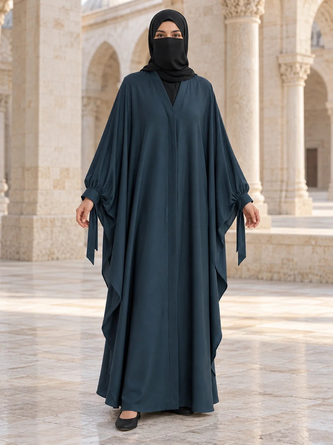 Tazeen Abaya in Petrol Teal