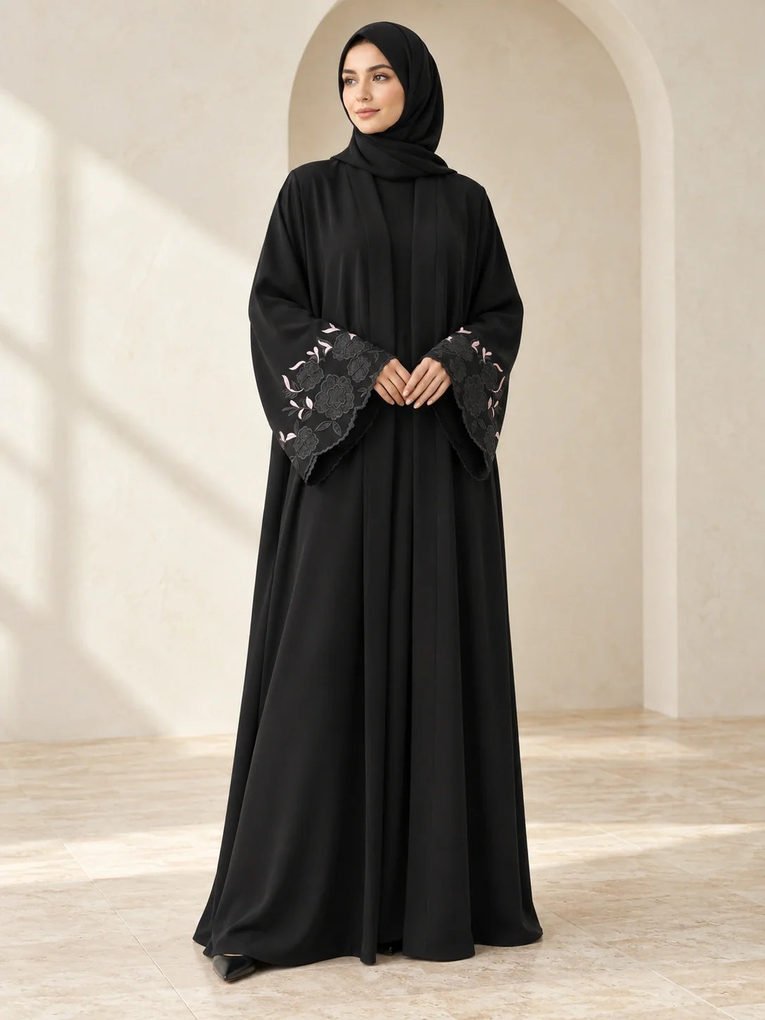 Uroosa Abaya in Black