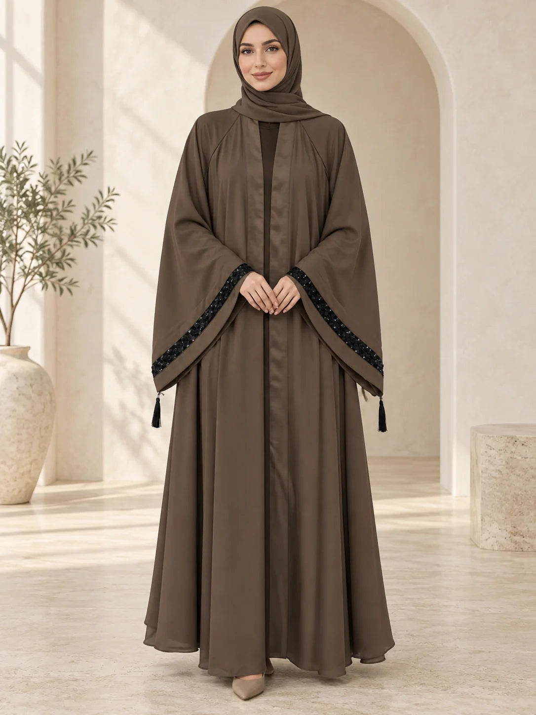 Wajiha Abaya in Brown
