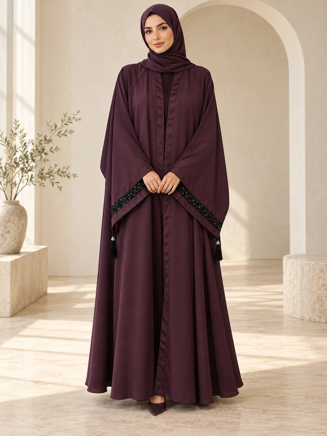 Wajiha Abaya in Aubergine
