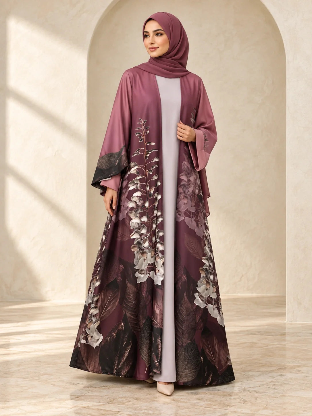 Zarnab Abaya in Plum