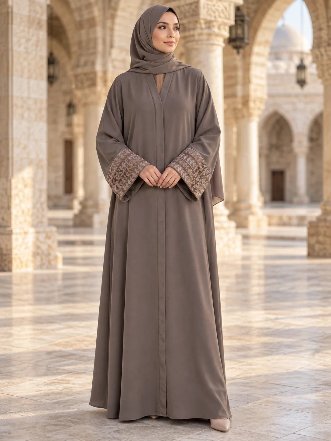 Zarnish Abaya in Mocha