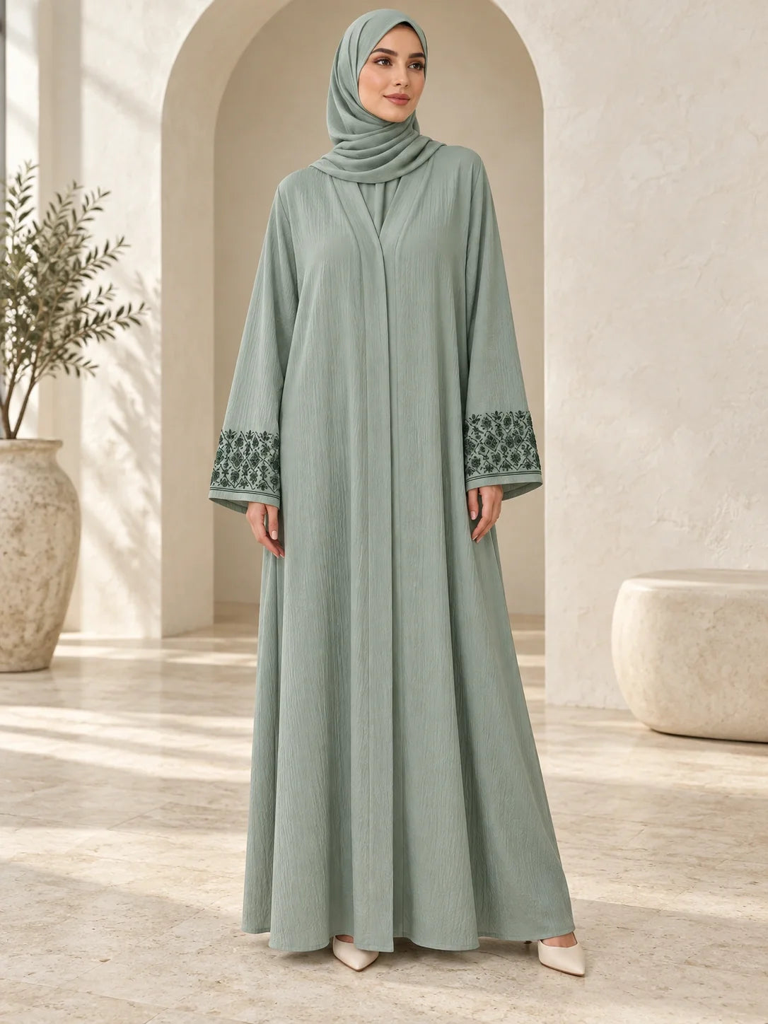 Zubia Abaya in Sage Green