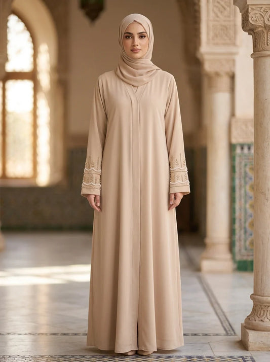 Zunairah Handwork Abaya - Beige