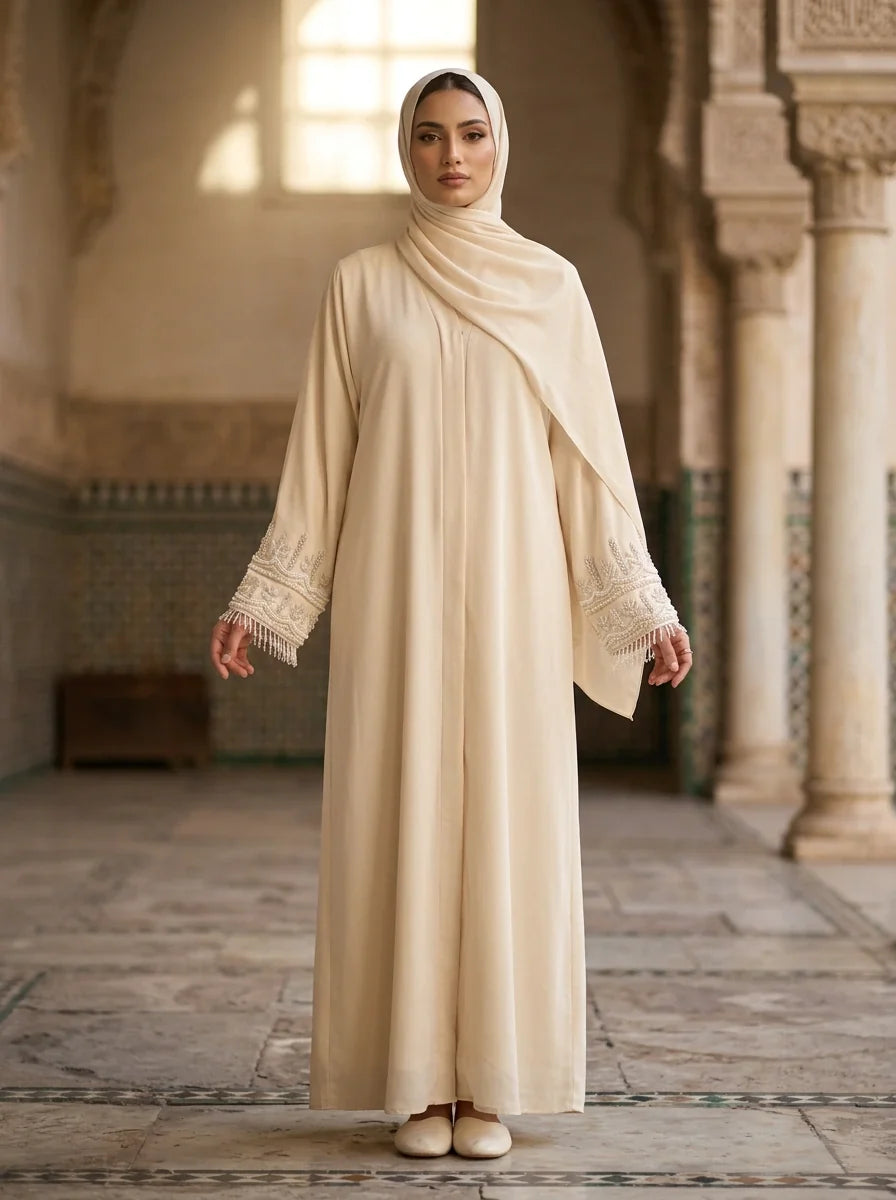 Zunairah Handwork Abaya - Ivory