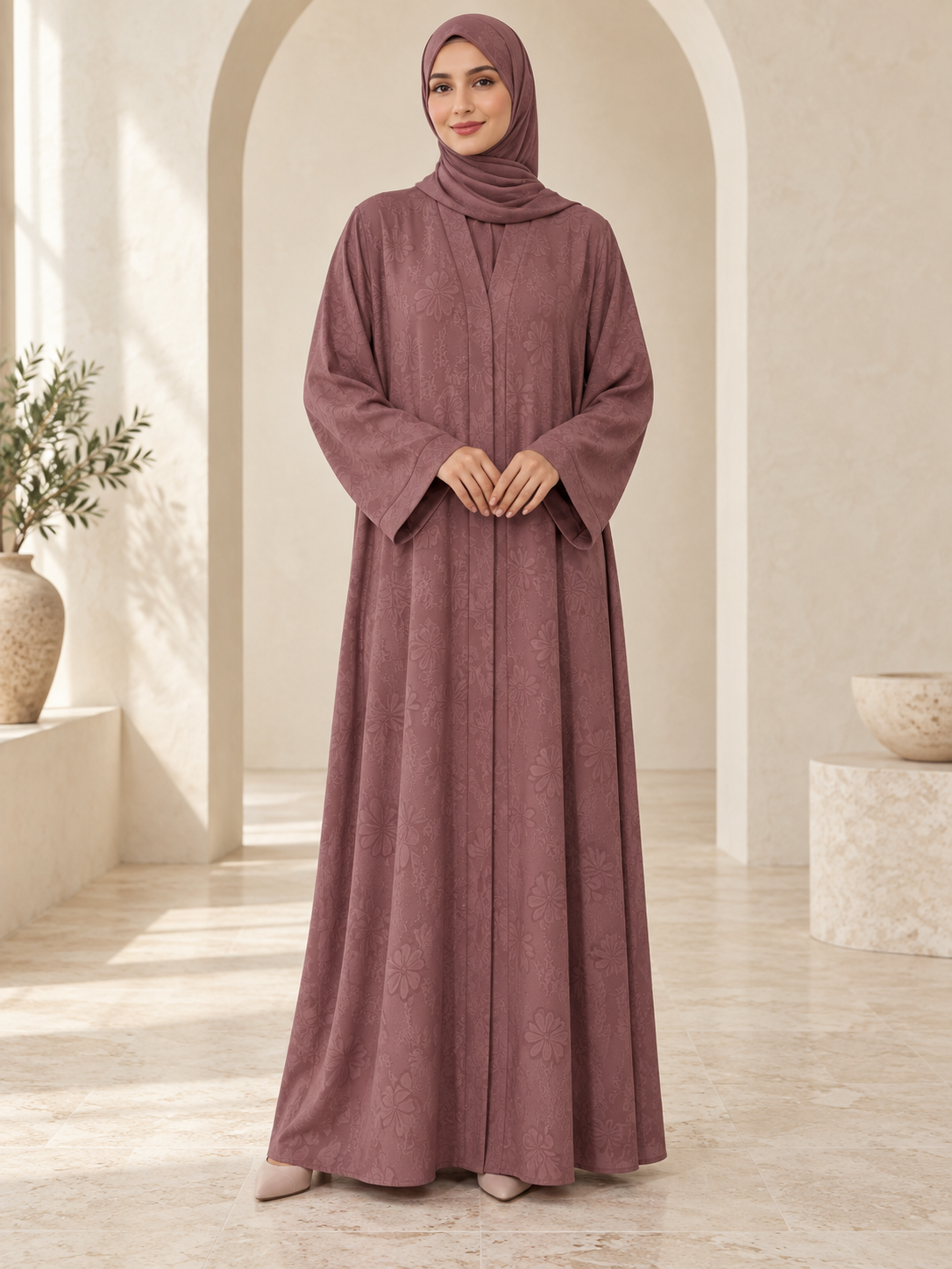Farah Abaya in Dusty Mauve