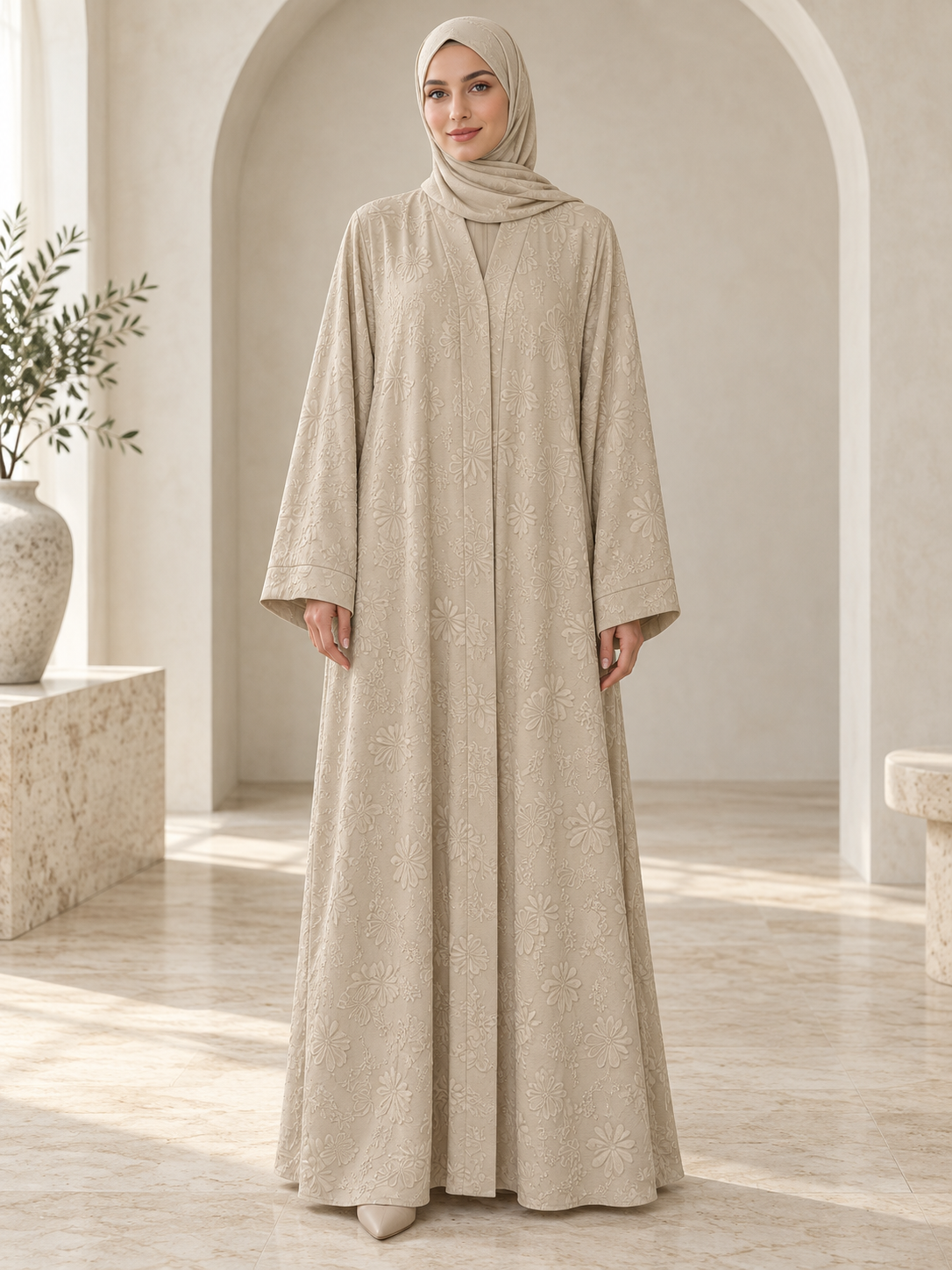 Farah Abaya in Oat Beige