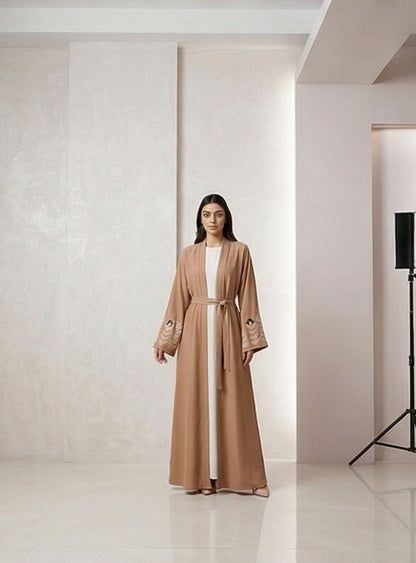 AARI Inner Upper kimono Style Embroidered Abaya