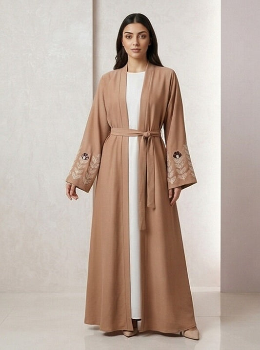 AARI Inner Upper kimono Style Embroidered Abaya