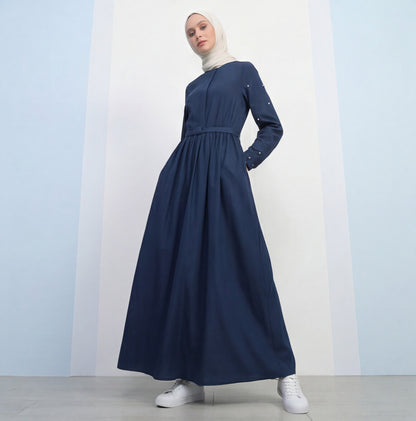 Stylish Fashionable Flare Design Denim Pearled Abaya Waist Belt