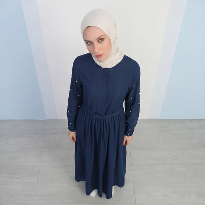 Stylish Fashionable Flare Design Denim Pearled Abaya Waist Belt