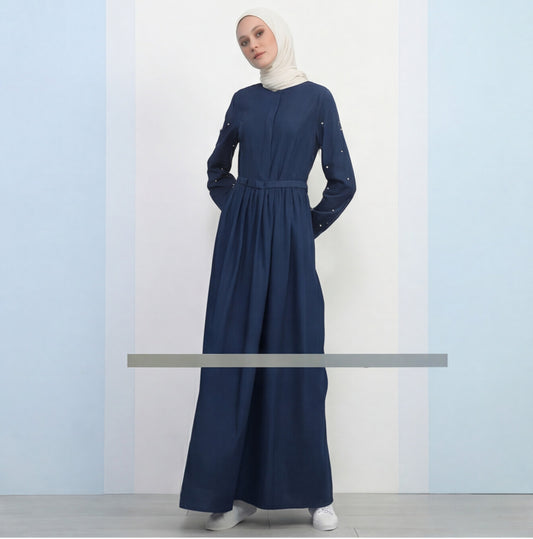 Stylish Fashionable Flare Design Denim Pearled Abaya Waist Belt