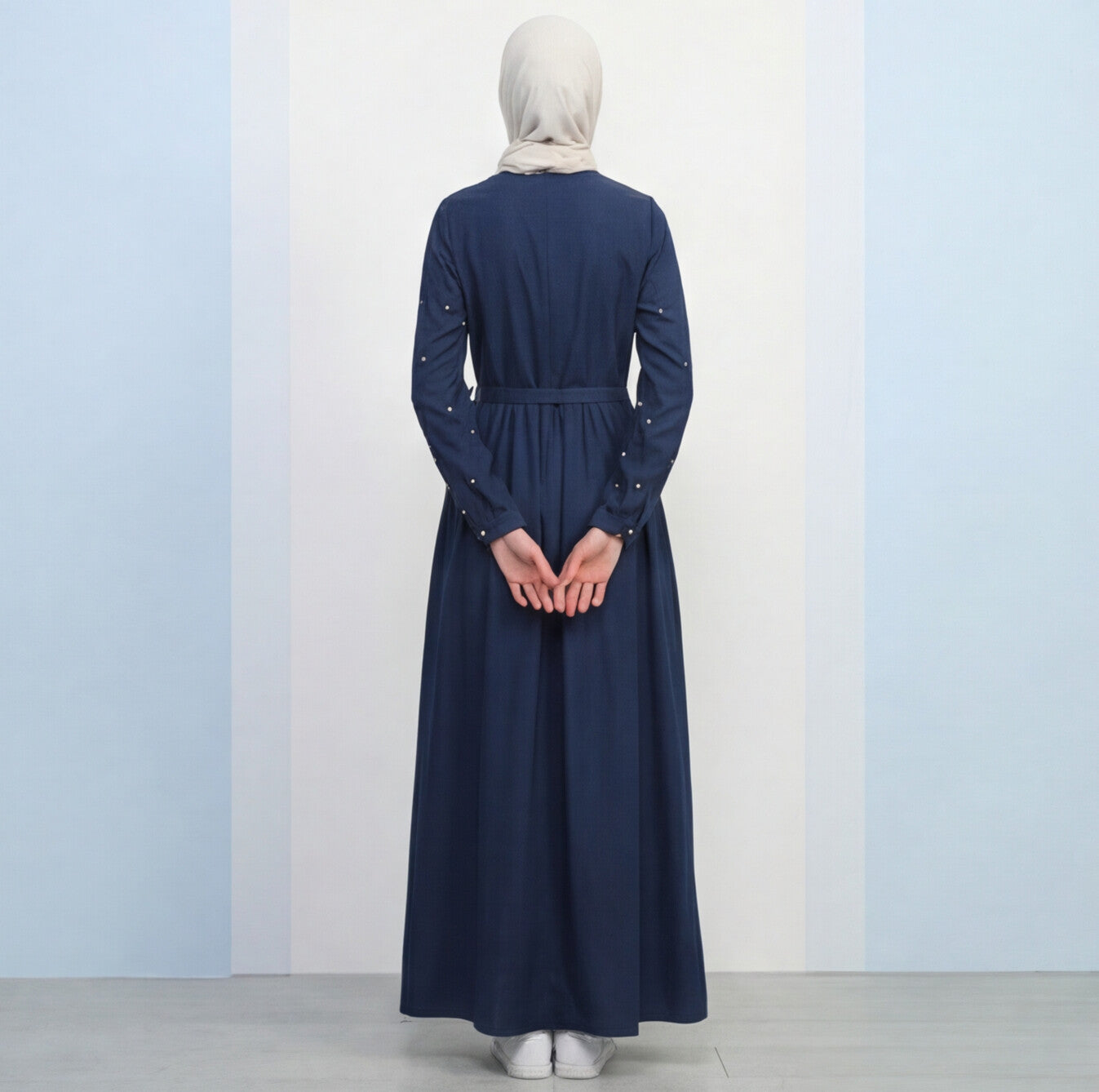 Stylish Fashionable Flare Design Denim Pearled Abaya Waist Belt