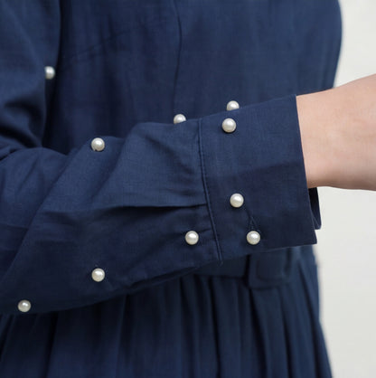 Stylish Fashionable Flare Design Denim Pearled Abaya Waist Belt