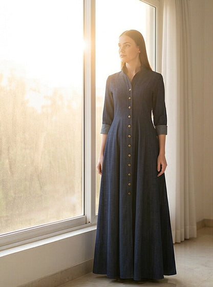FashionSense Navy Blue Summer Maxi Style Jilbab Denim Abaya – Hurry Up Shop Now