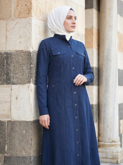 Denim Coat Abaya Premium Coat Style Denim Abaya Jilbab