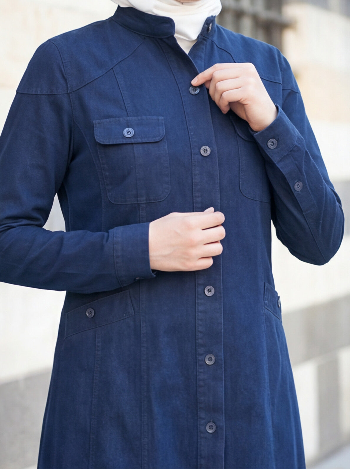 Denim Coat Abaya Premium Coat Style Denim Abaya Jilbab