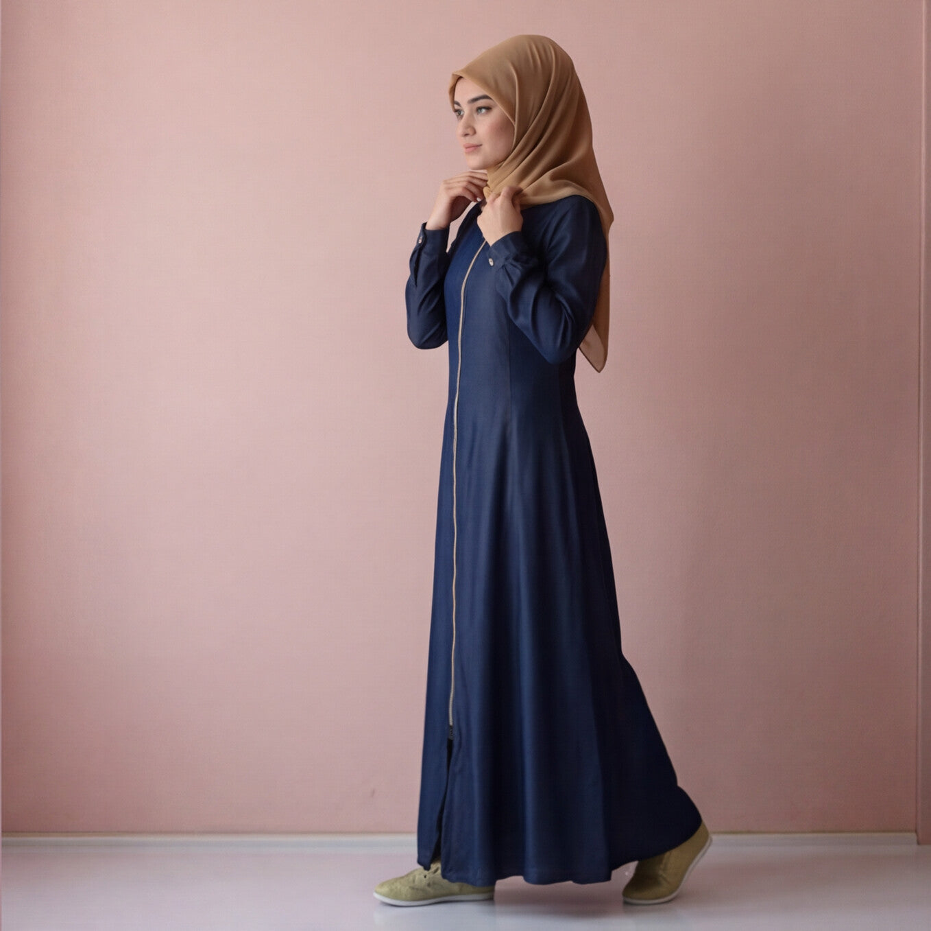 Front Full Zip Up Denim Abaya Front Zipper Abaya Jeans Abaya For Her