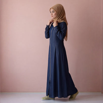 Front Full Zip Up Denim Abaya Front Zipper Abaya Jeans Abaya For Her