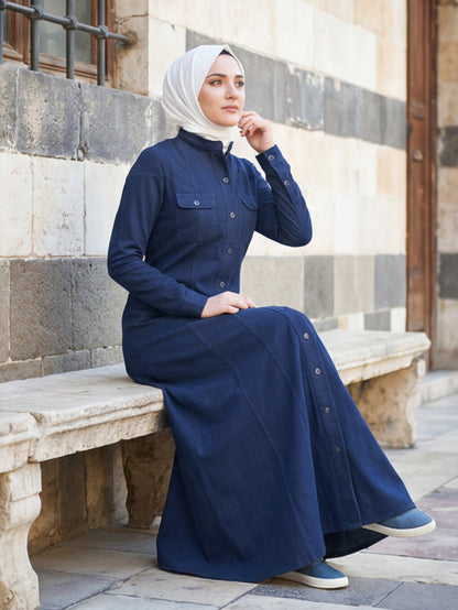 Denim Coat Abaya Premium Coat Style Denim Abaya Jilbab