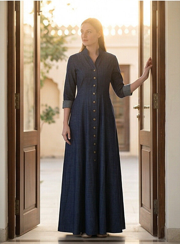 FashionSense Navy Blue Summer Maxi Style Jilbab Denim Abaya – Hurry Up Shop Now