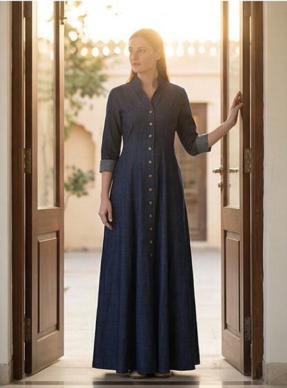 FashionSense Navy Blue Summer Maxi Style Jilbab Denim Abaya – Hurry Up Shop Now