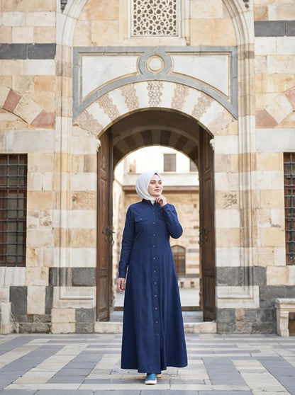 Denim Coat Abaya Premium Coat Style Denim Abaya Jilbab