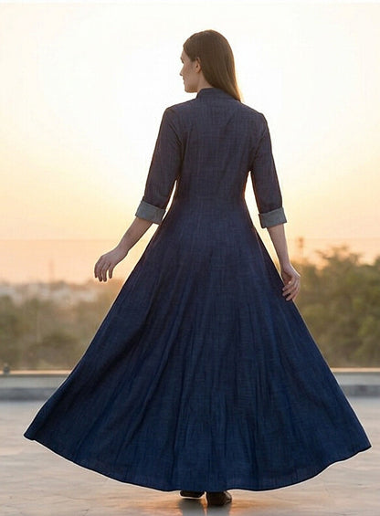 FashionSense Navy Blue Summer Maxi Style Jilbab Denim Abaya – Hurry Up Shop Now