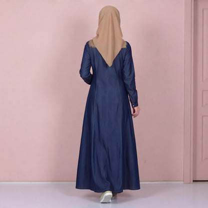 Front Full Zip Up Denim Abaya Front Zipper Abaya Jeans Abaya For Her