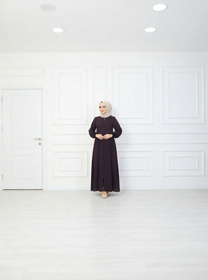 FashionSense Timeless Elegance Nida Black Zipper Abaya For Women