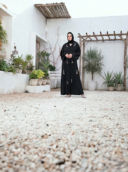 Premium Quality HandWork Front Open Korean Nida Stitched Abaya