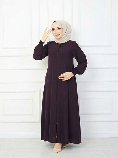FashionSense Timeless Elegance Nida Black Zipper Abaya For Women
