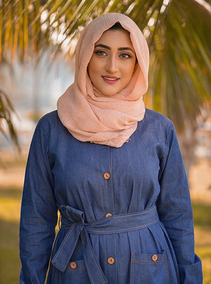 FashionSense Navy Blue Summer Maxi Style Jilbab Thread Designed Denim Abaya – Hurry Up Shop Now