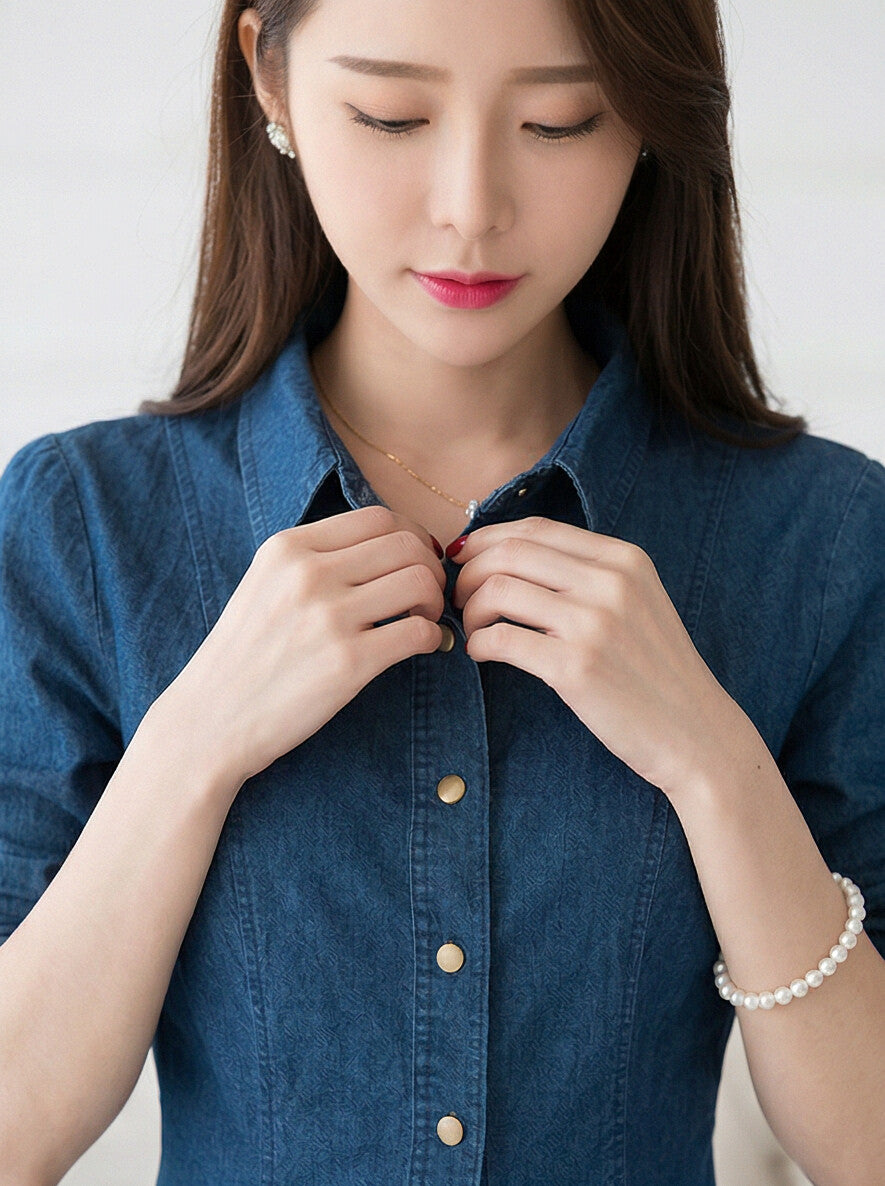 Denim Navy Blue Tunic & ladies shirt Top for Women