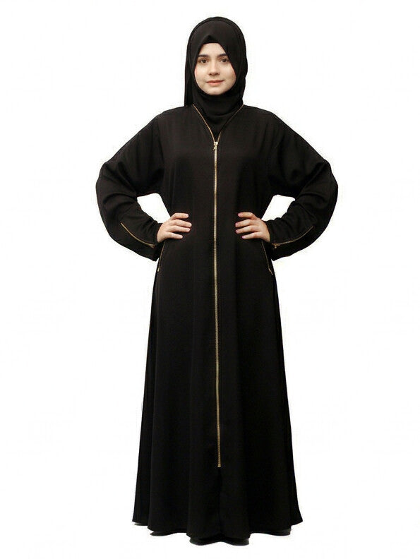 Fashionsensepk ZIPPER | BLACK Nida Fabric Abaya For women