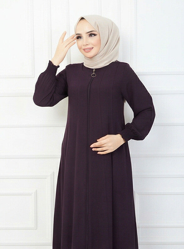FashionSense Timeless Elegance Nida Black Zipper Abaya For Women