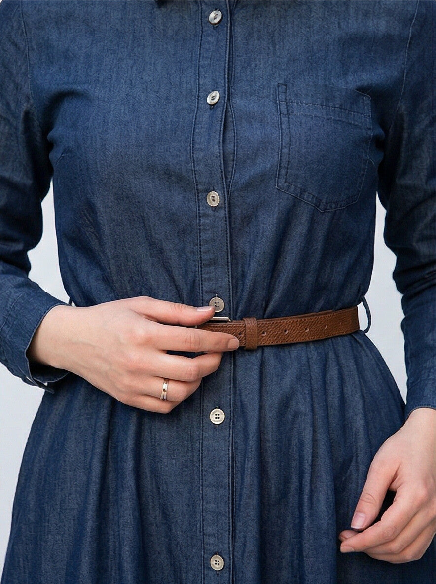 Fashionsensebypk Turkish Denim Abaya With Waist Belt