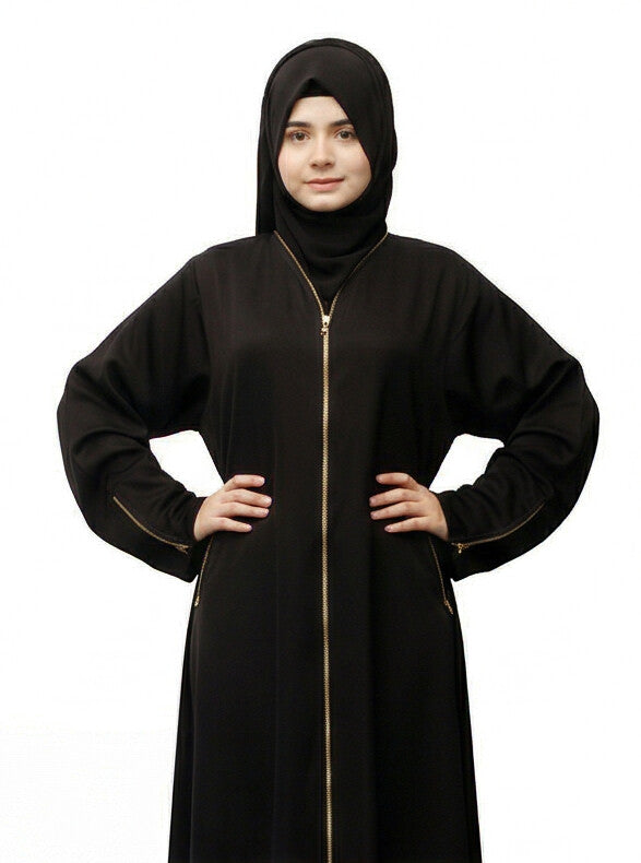 Fashionsensepk ZIPPER | BLACK Nida Fabric Abaya For women