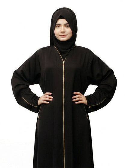 Fashionsensepk ZIPPER | BLACK Nida Fabric Abaya For women