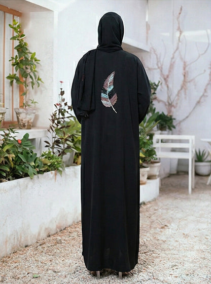 Premium Quality HandWork Front Open Korean Nida Stitched Abaya