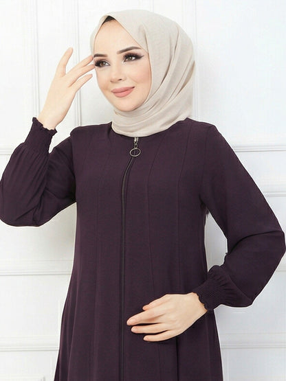 FashionSense Timeless Elegance Nida Black Zipper Abaya For Women