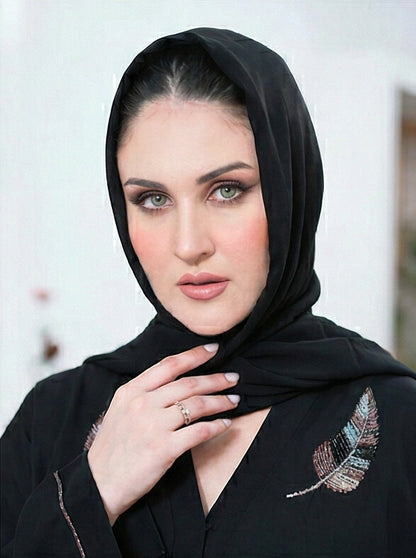 Premium Quality HandWork Front Open Korean Nida Stitched Abaya